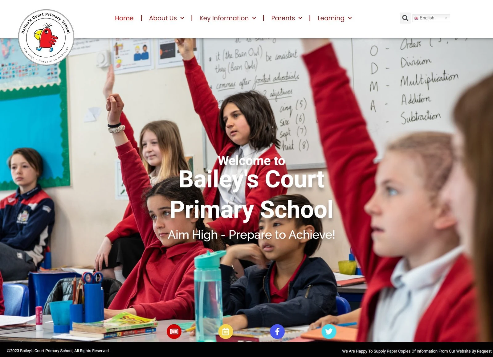 Baileys Court Primary School website shown in the Onset portfolio