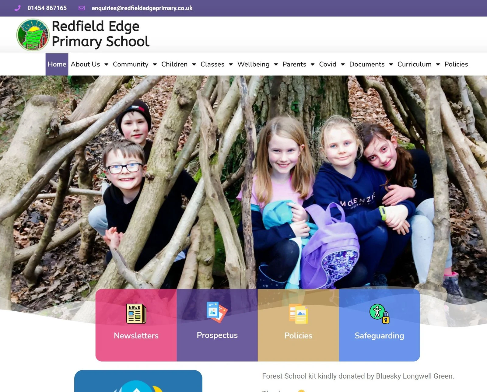 Redfield Edge Primary School website shown in the Onset portfolio